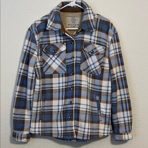 SAGE Women's Plaid Super Plush Sherpa Lined Fleece Shirt Teddy Jacket - Small